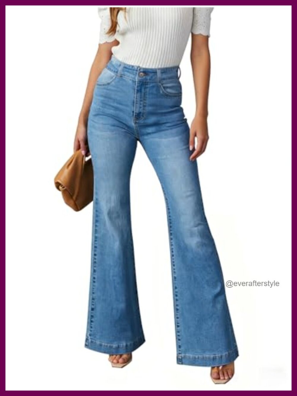 High Waisted Flare Bell Bottom Jeans Wide Leg Bootcut Stretchy Denim Pants